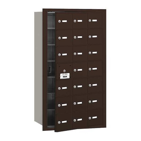 Mailbox, Bronze, Powder Coated, 20 Doors, Recessed, 4B+, USPS MPN:3621ZFU