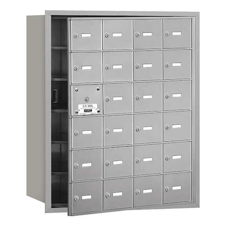 Mailbox, Aluminum, Powder Coated, 24 Doors, Recessed, USPS MPN:3624AFU
