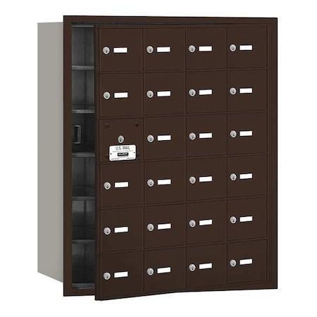Mailbox, Bronze, Powder Coated, 24 Doors, Recessed, USPS MPN:3624ZFU