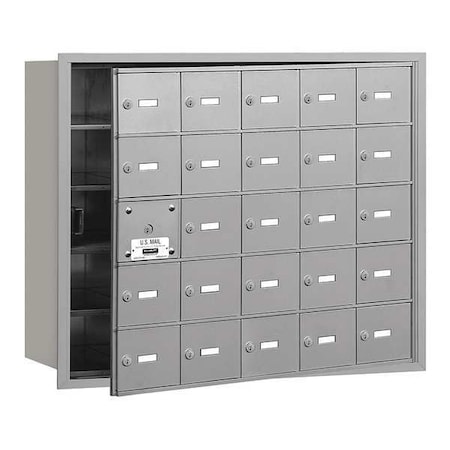 Mailbox, Aluminum, Powder Coated, 25 Doors, Recessed, USPS MPN:3625AFU