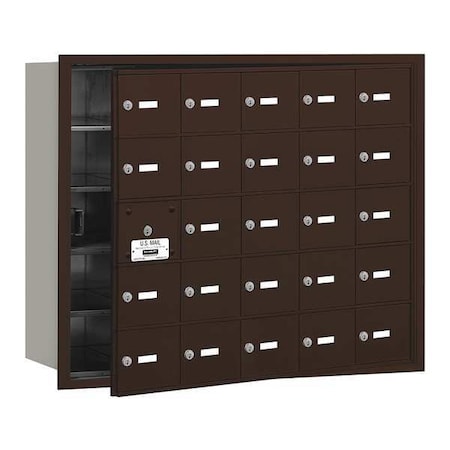 Mailbox, Bronze, Powder Coated, 25 Doors, Recessed, USPS MPN:3625ZFU