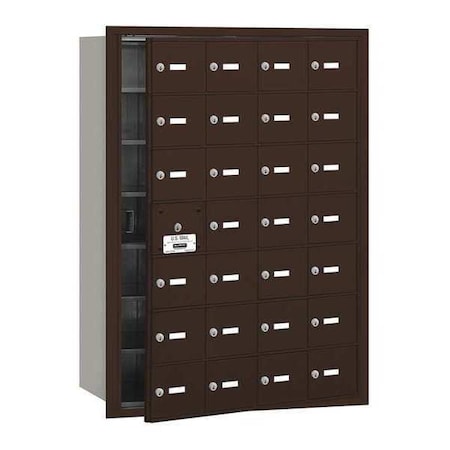 Mailbox, Bronze, Powder Coated, 27 Doors, Recessed, 4B+, USPS MPN:3628ZFU