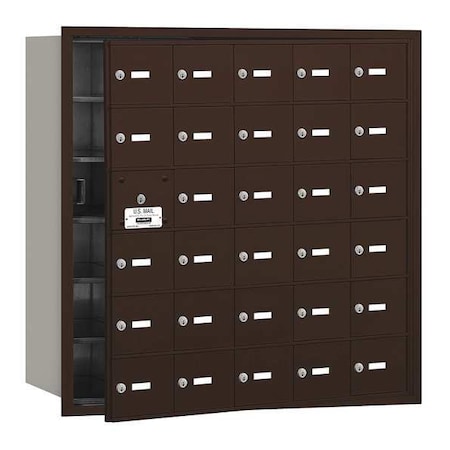 Mailbox, Bronze, Powder Coated, 30 Doors, Recessed, USPS MPN:3630ZFU