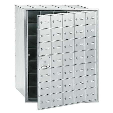 Mailbox, Aluminum, Powder Coated, 35 Doors, Recessed, 4B, Horizontal MPN:3635AFU