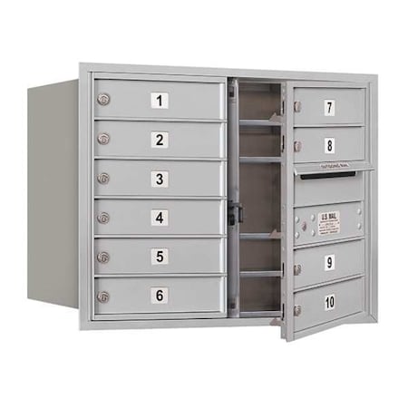 Mailbox, Aluminum, Powder Coated, 10 Doors, Recessed, USPS MPN:3706D-10AFU