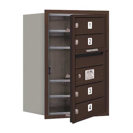 Mailbox, Bronze, Powder Coated, 4 Doors, Recessed, USPS MPN:3706S-04ZFU