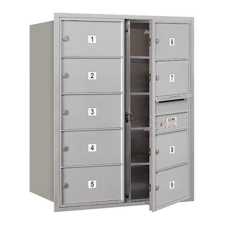 Mailbox, Aluminum, Powder Coated, 9 Doors, Recessed, MB2 MPN:3710D-09AFU