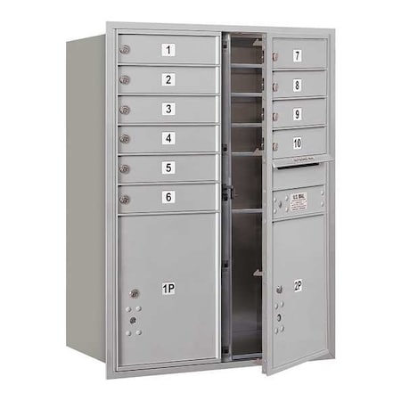 Mailbox, Aluminum, Powder Coated, 12 Doors, Recessed, USPS MPN:3711D-10AFU