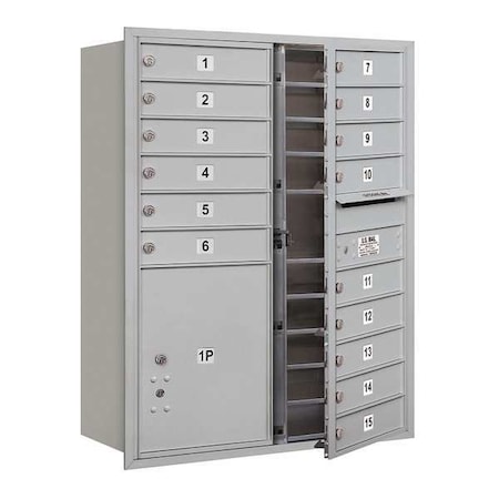 Mailbox, Aluminum, Powder Coated, 16 Doors, Recessed, USPS MPN:3711D-15AFU