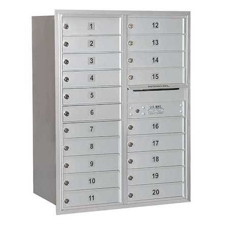 Mailbox, Aluminum, Powder Coated, 20 Doors, Recessed, 11 Door Height Equivalent MPN:3711D-20AFU