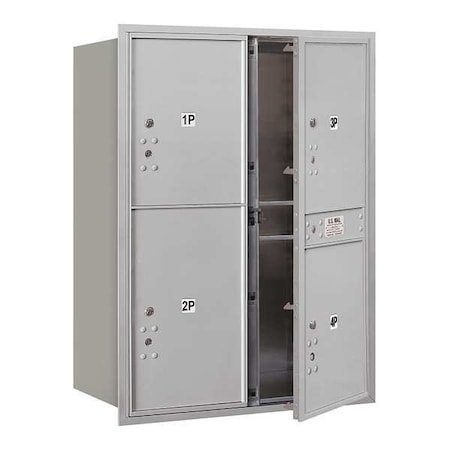 Mailbox, Aluminum, Powder Coated, 4 Doors, Recessed, USPS MPN:3711D-4PAFU