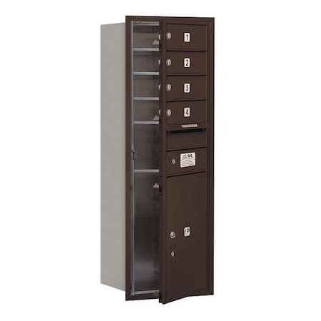 Mailbox, Bronze, Powder Coated, 5 Doors, Recessed, USPS MPN:3711S-04ZFU