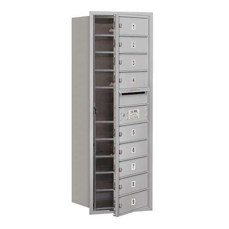 Mailbox, Aluminum, Powder Coated, 9 Doors, Recessed, USPS MPN:3711S-09AFU