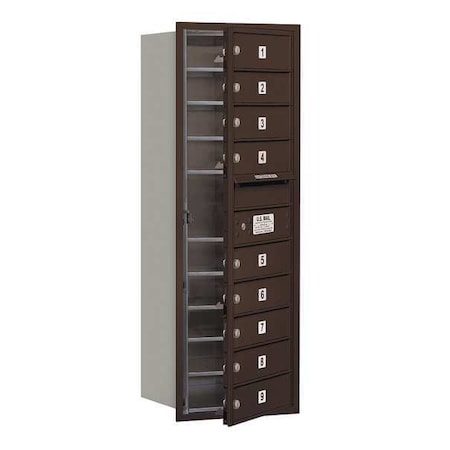 Mailbox, Bronze, Powder Coated, 9 Doors, Recessed, USPS MPN:3711S-09ZFU