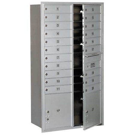 Mailbox, Aluminum, Powder Coated, 20 Doors, Recessed, 16 Door Height Equivalent MPN:3716D-20AFU