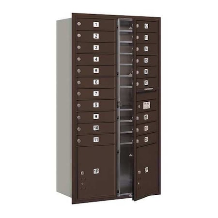 Mailbox, Bronze, Powder Coated, 20 Doors, Recessed, 4C, USPS MPN:3716D-20ZFU