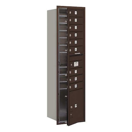 Mailbox, Bronze, Powder Coated, 9 Doors, Recessed, 4C, USPS MPN:3716S-09ZFU