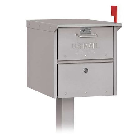 Mailbox, Gray, Powder Coated, 1 Doors, Pedestal, Aluminum MPN:4325SLV