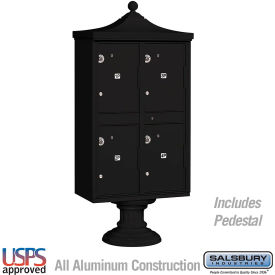Salsbury 3300 Regency Decorative Outdoor Parcel Locker 4 Compartments Type II Black 3304R-BLK-U