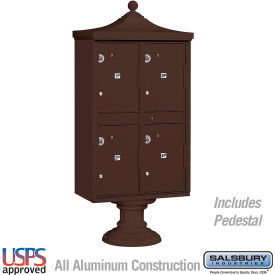 Salsbury 3300 Regency Decorative Outdoor Parcel Locker 4 Compartments Type II Bronze 3304R-BRZ-U