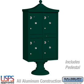 Salsbury 3300 Regency Decorative Outdoor Parcel Locker 4 Compartments Type II Green 3304R-GRN-U