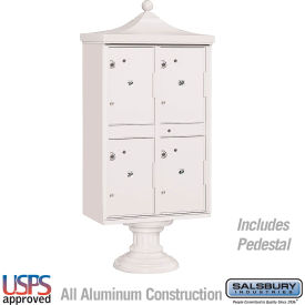 Salsbury 3300 Regency Decorative Outdoor Parcel Locker 4 Compartments Type II White 3304R-WHT-U