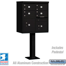 Salsbury 3300 Cluster Box Unit 4 C Doors 2 Parcel Lockers Type V Black 3305BLK-U