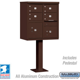 Salsbury 3300 Cluster Box Unit 4 C Doors 2 Parcel Lockers Type V Bronze 3305BRZ-U