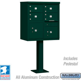 Salsbury 3300 Cluster Box Unit 4 C Doors 2 Parcel Lockers Type V Green 3305GRN-U