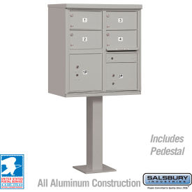 Salsbury 3300 Cluster Box Unit 4 C Doors 2 Parcel Lockers Type V Gray 3305GRY-U