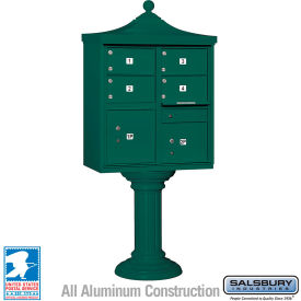 Salsbury 3300 Regency Decorative Cluster Box Unit 4 C Doors 2 Parcel Lockers Type V Green 3305R-GRN-U