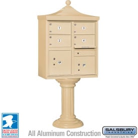 Salsbury 3300 Regency Decorative Cluster Box Unit 4 C Doors 2 Parcel Lockers Type V Sandstone 3305R-SAN-U