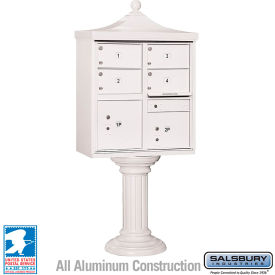 Salsbury 3300 Regency Decorative Cluster Box Unit 4 C Doors 2 Parcel Lockers Type V White 3305R-WHT-U