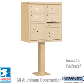 Salsbury 3300 Cluster Box Unit 4 C Doors 2 Parcel Lockers Type V Sandstone 3305SAN-U