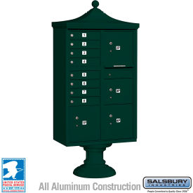 Salsbury 3300 Regency Decorative Cluster Box Unit 8 A Doors 4 Parcel Lockers Type VI Green 3306R-GRN-U