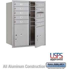 Salsbury 3700 4C Horizontal Mailbox 9 Doors 2 Parcel Lockers Front Loading Aluminum 3710D-09AFU