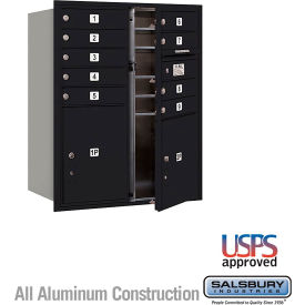 Salsbury 3700 4C Horizontal Mailbox 9 Doors 2 Parcel Lockers Front Loading Black 3710D-09BFU