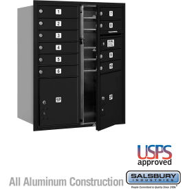 Salsbury 3700 4C Horizontal Mailbox 10 Doors 2 Parcel Lockers Front Loading Black 3710D-10BFU