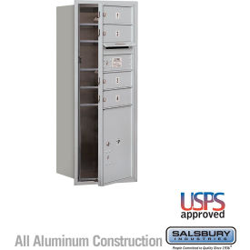 Salsbury 3700 4C Horizontal Mailbox 4 Doors 1 Parcel Lockers Front Loading Aluminum 3710S-04AFU