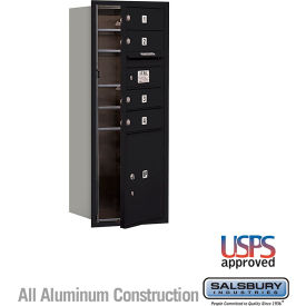 Salsbury 3700 4C Horizontal Mailbox 4 Doors 1 Parcel Lockers Front Loading Black 3710S-04BFU