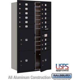 Salsbury 3700 4C Horizontal Mailbox 15 Doors 3 Parcel Lockers Front Loading Black 3716D-15BFU