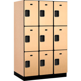 Salsbury 3-Tier 9 Door Extra Wide Wood Locker 45