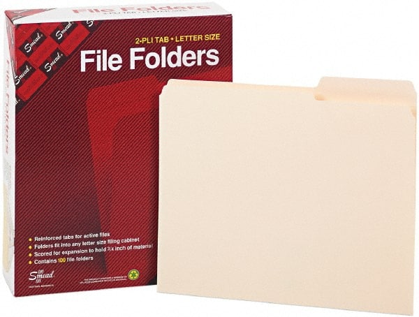 File Folders with Top Tab: Letter, Manila, 100/Pack MPN:SMD10386