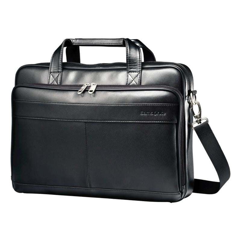 Samsonite LEATHER SLIM BRIEFCASE Color Black MPN:48073-1041
