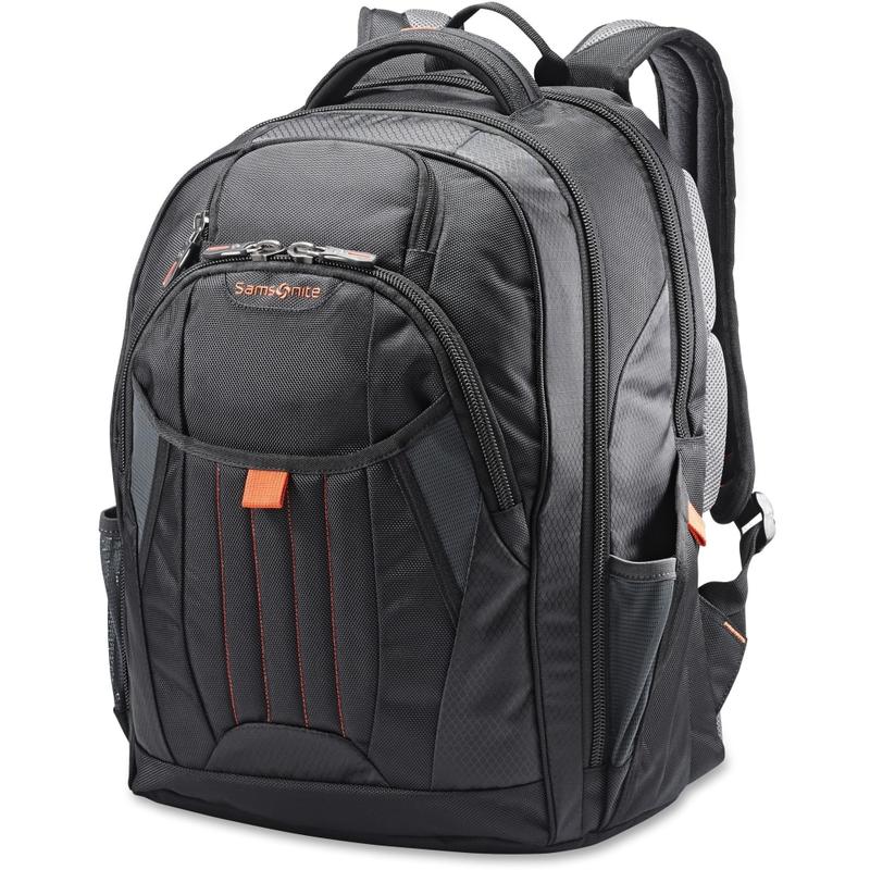 Samsonite Tectonic 2 Carrying Case (Backpack) for 17in Notebook - Black, Orange - Shock Resistant Interior, Slip Resistant Shoulder Strap - 663031070 MPN:66303-1070