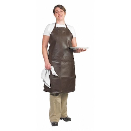 Bib Apron, Vinyl, Brown, Extra Long, 37