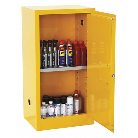 Flammables Safety Cabinet, 12 Gal Capacity, 1 Adj Shelf, 18 in Deep, Yellow MPN:SC12F-P