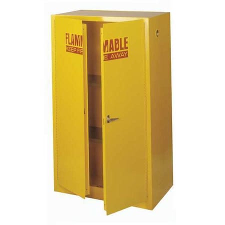Flammable Safety Storage Cabinet, 60 gal, 2 Shelves, Steel, 34 in W x 65 in H x 34 in D, Yellow MPN:SC600F-P