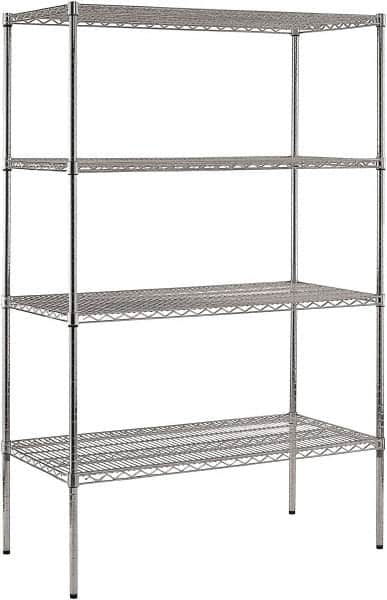 Wire Shelving: 800 lb Shelf Capacity, 4 Shelves MPN:WS482474-C