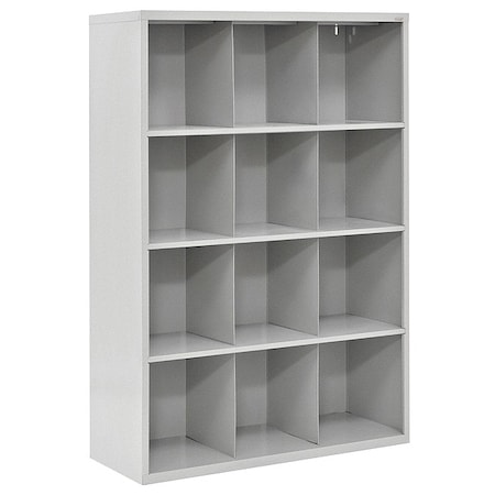 Adjustable Open Bin Cubbie Cabinet, 46 in W x 18 in D x 66 in H, 12 Compartments, Gray, Wood MPN:IC00461866-05